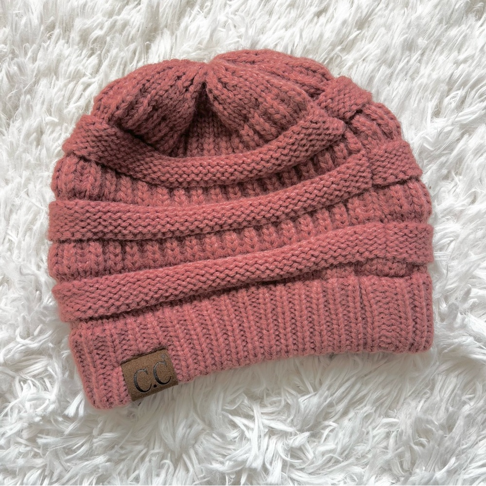 Authentic C.C Brand Knit Beanie Dusty Rose Pink Mauve
